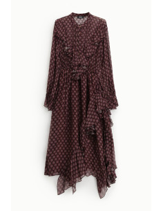 Dixie Midi Dress with Patterned Print, Buttons and Ruffles 2
