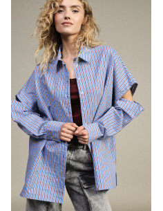 Dixie Long Striped Shirt with Cut-Out Sleeves