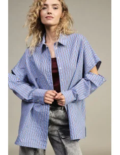 Dixie Long Striped Shirt with Cut-Out Sleeves