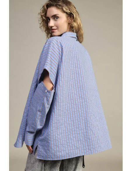 Camicia Lunga A Righe Con Maniche Cut-Out Dixie