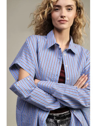 Dixie Long Striped Shirt with Cut-Out Sleeves