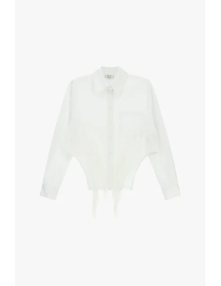 Chemise courte à franges et poche « Dixie »