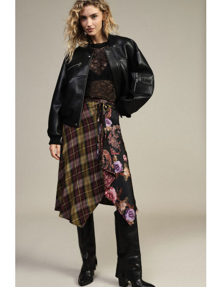 Dixie Mixed Print Asymmetrical Wrap Midi Skirt