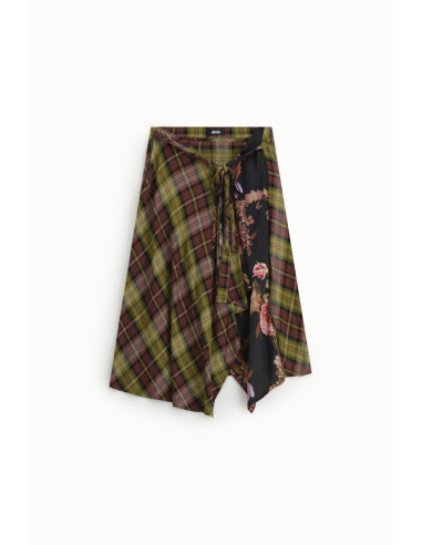 Dixie Mixed Print Asymmetrical Wrap Midi Skirt