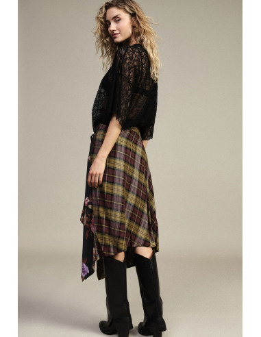 Dixie Mixed Print Asymmetrical Wrap Midi Skirt