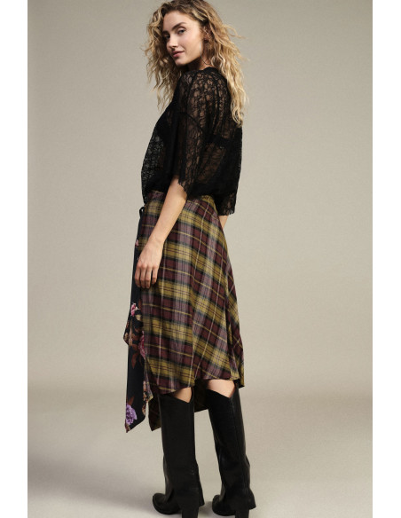 Dixie Mixed Print Asymmetrical Wrap Midi Skirt