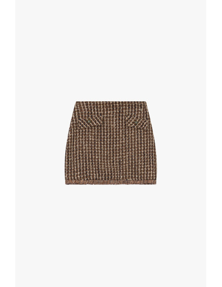 Dixie Short Patterned Tweed Skirt with Front Pockets