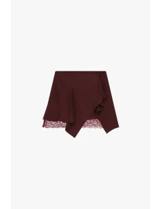 Dixie Asymmetrical Short Skirt with Lace Trim