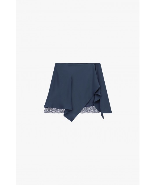 Gonna Corta Asimmetrica Con Bordo In Pizzo Dixie