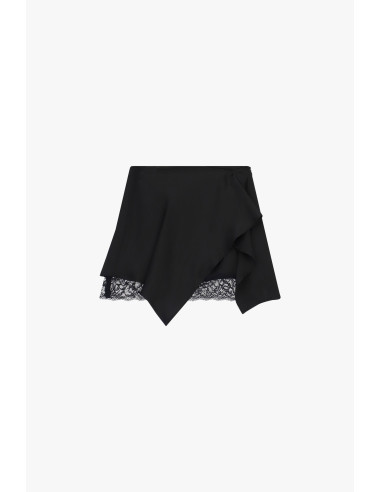 Jupe courte asymétrique avec bordure en dentelle Dixie