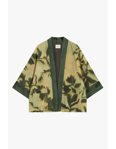 Short Coat with Floral Print and Dixie Pockets