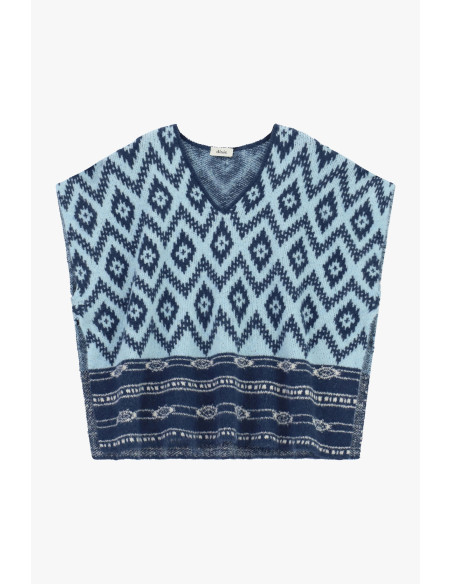 Maglia Smanicata Jacquard Con Scollo A V Dixie