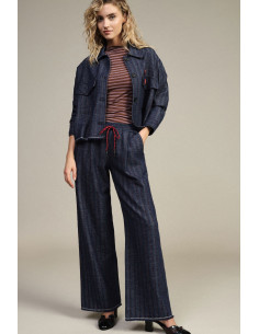 Pantalon palazzo à rayures avec cordon de serrage et ourlet « Vivo Dixie »
