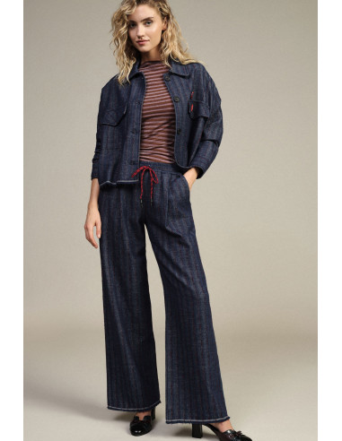 Pantalon palazzo à rayures avec cordon de serrage et ourlet « Vivo Dixie »
