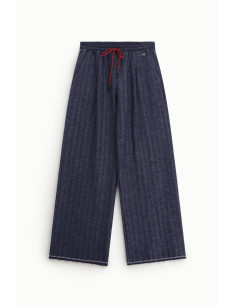 Striped Palazzo Trousers with Drawstring and Raw-Cut Hem by Dixie 2