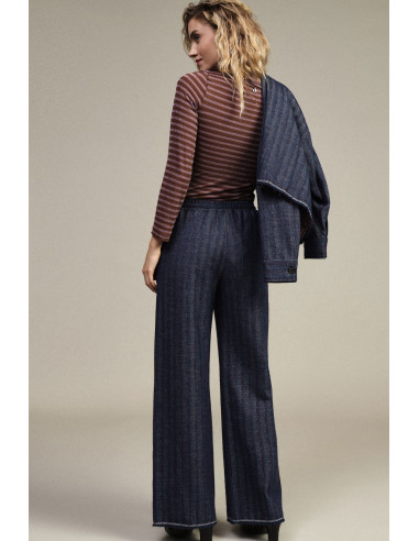 Pantaloni Palazzo A Righe Con Coulisse E Fondo Vivo Dixie