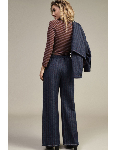 Pantaloni Palazzo A Righe Con Coulisse E Fondo Vivo Dixie