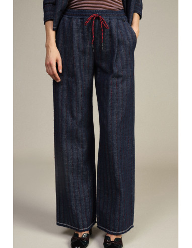 Pantaloni Palazzo A Righe Con Coulisse E Fondo Vivo Dixie