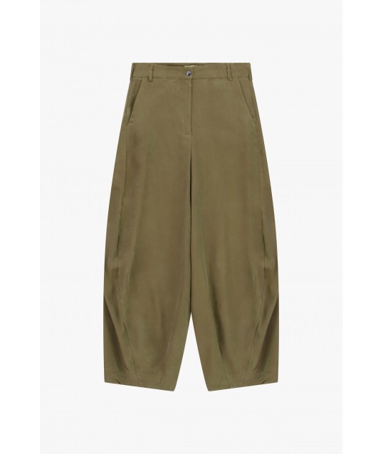Dixie Loose-Fitting Cropped Trousers with Front Pleats