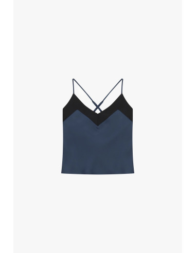 Dixie Top with Thin Crossed Straps and a Geometric Neckline