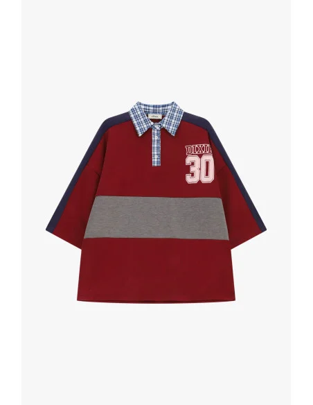 T-Shirt Maniche Corte Ampie Con Collo A Quadri Dixie