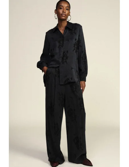 Pantalon palazzo à motif floral, taille haute Dixie