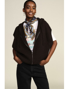 Hooded Zip-Up Waistcoat, Dixie Ribbed Knit - Vestiti Firmati Life S...