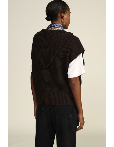 Gilet Con Cappuccio E Zip, Lavorazione A Coste Dixie