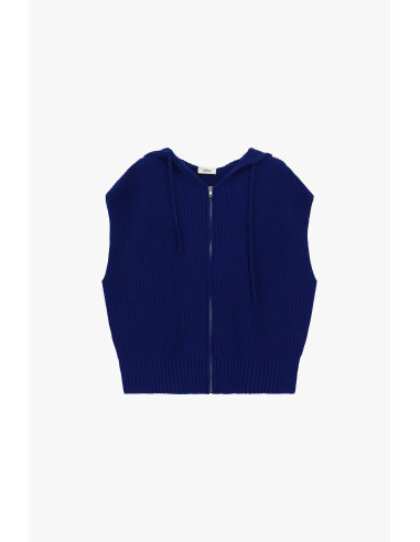 Gilet Con Cappuccio E Zip, Lavorazione A Coste Dixie