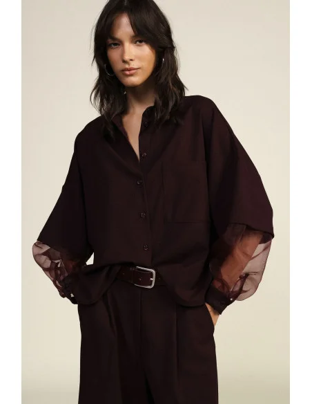 Chemisier oversize à manches transparentes et poche Dixie