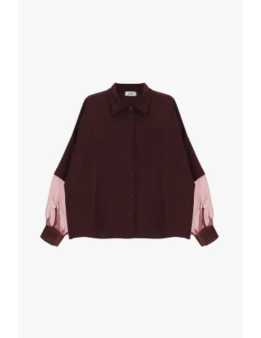 Oversized Blouse with Sheer Sleeves and Pocket Dixie