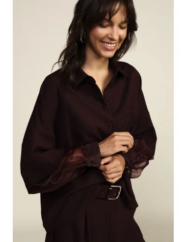Camicia Over Con Maniche Trasparenti E Tasca Dixie