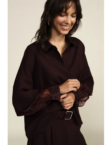 Camicia Over Con Maniche Trasparenti E Tasca Dixie