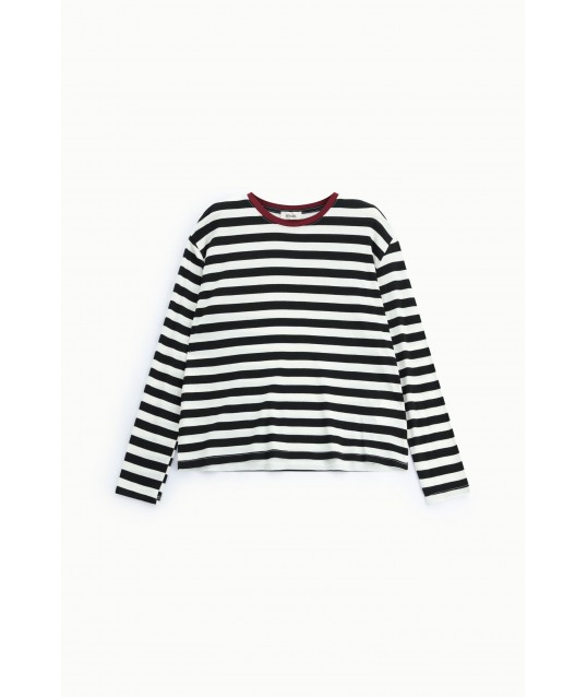 T-Shirt A Righe Girocollo Con Maniche Lunghe Dixie