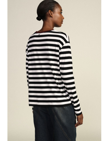 T-Shirt A Righe Girocollo Con Maniche Lunghe Dixie