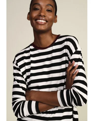 T-Shirt A Righe Girocollo Con Maniche Lunghe Dixie