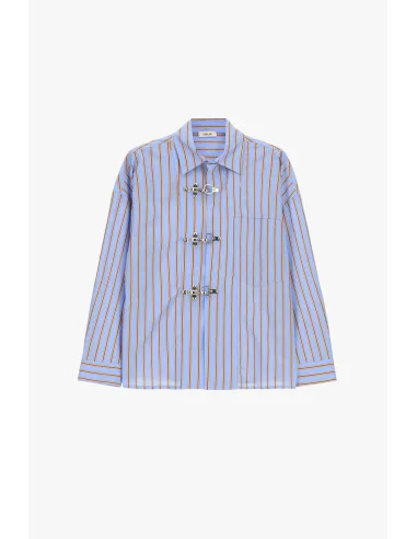 Camicia A Righe Con Chiusura Metallica E Tasca Dixie