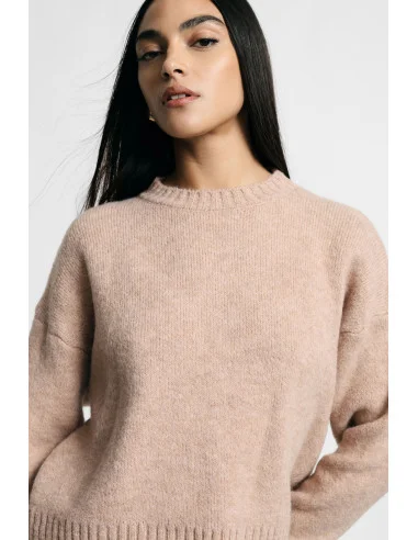 Pull à col rond et aux poignets côtelés, taille standard, Please