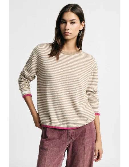 Pull à rayures avec des détails contrastés, Please