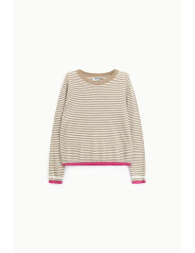 Pull à rayures avec des détails contrastés, Please
