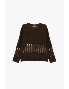 Please, a crew-neck jumper with openwork detailing