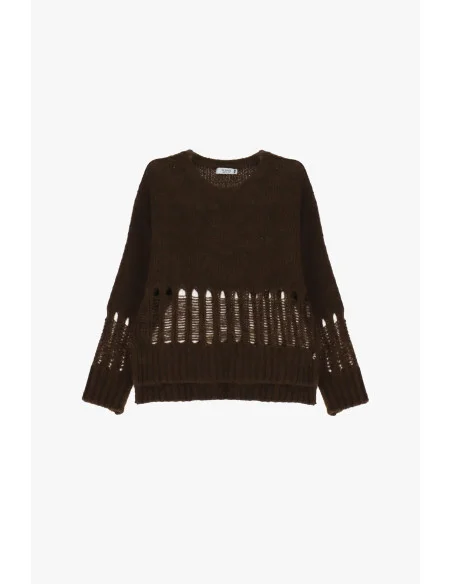 Please, a crew-neck jumper with openwork detailing