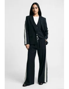 Pantalon palazzo à rayures avec cordon de serrage et bandes latérales Please