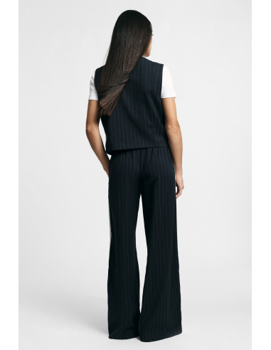 Striped Palazzo Trousers with Drawstring and Side Panels Please