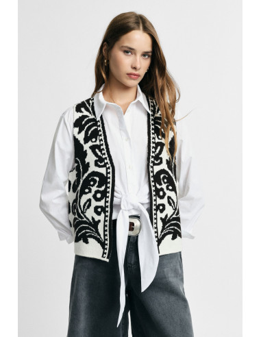 Gilet Con Fantasia Grafica E Scollo A V Please