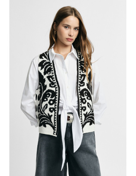 Gilet Con Fantasia Grafica E Scollo A V Please