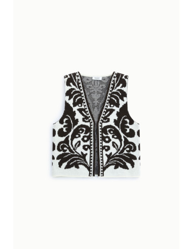 Gilet Con Fantasia Grafica E Scollo A V Please