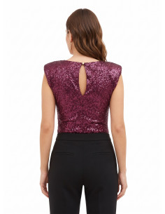 Body recouvert de paillettes avec bretelles « Rinascimento » 2