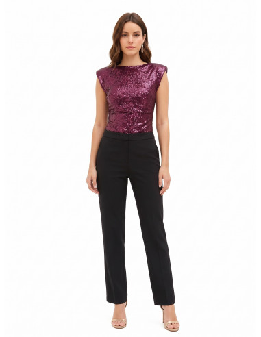 Sequin-covered bodysuit with Rinascimento-style straps