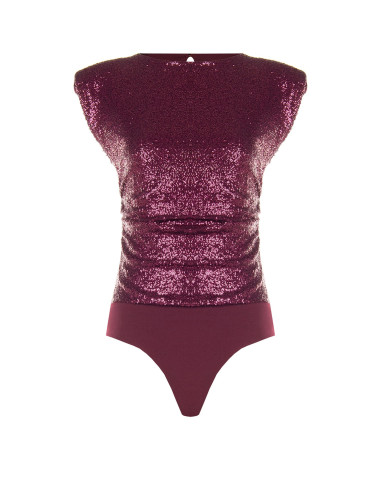 Sequin-covered bodysuit with Rinascimento-style straps